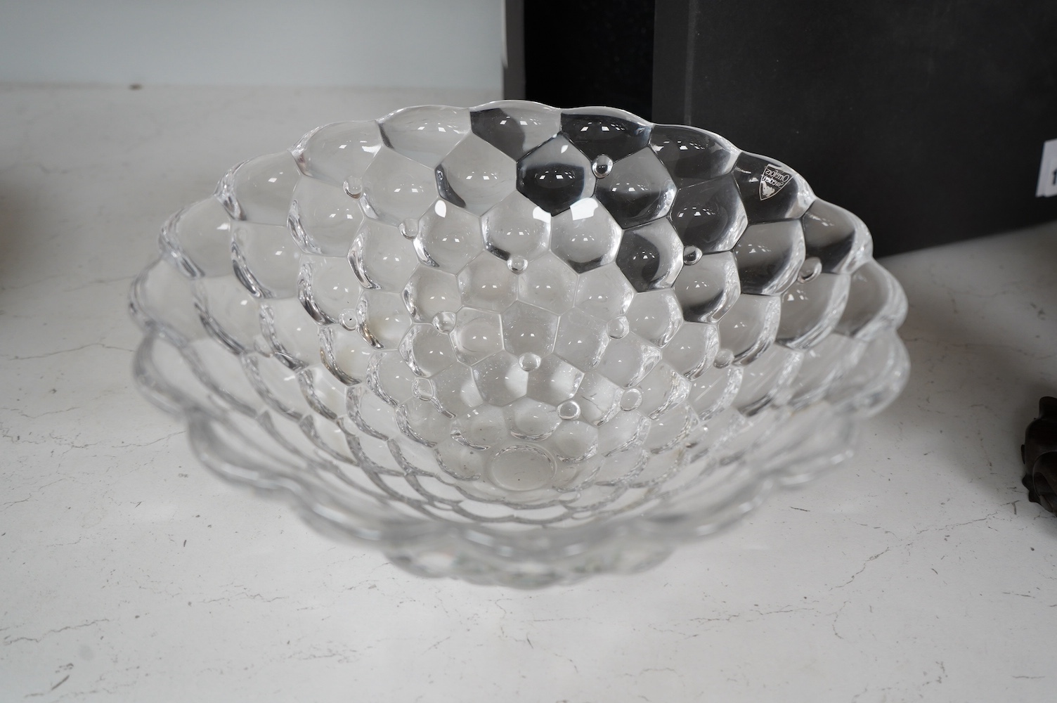 A modern boxed Orrefors glass bowl by Ann Nilsson, 12cm high. Condition - good